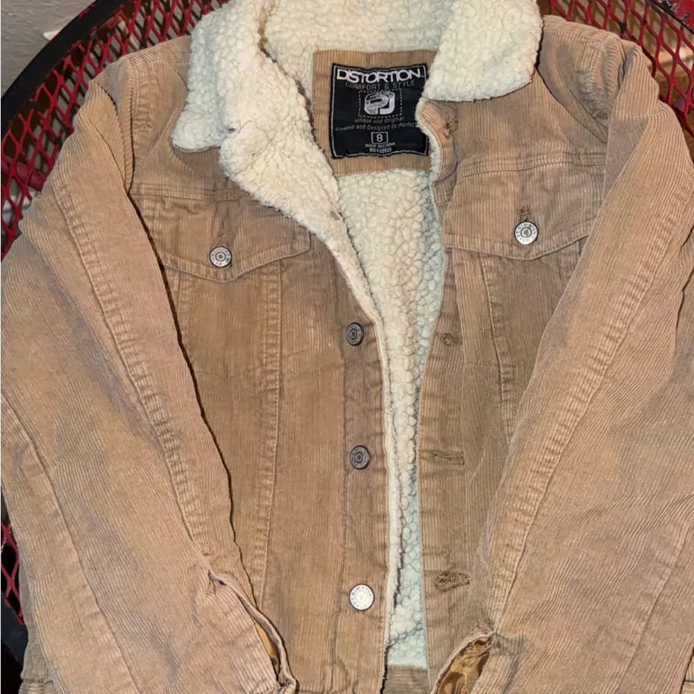 Tan Sherpa-Lined Kids Jacket